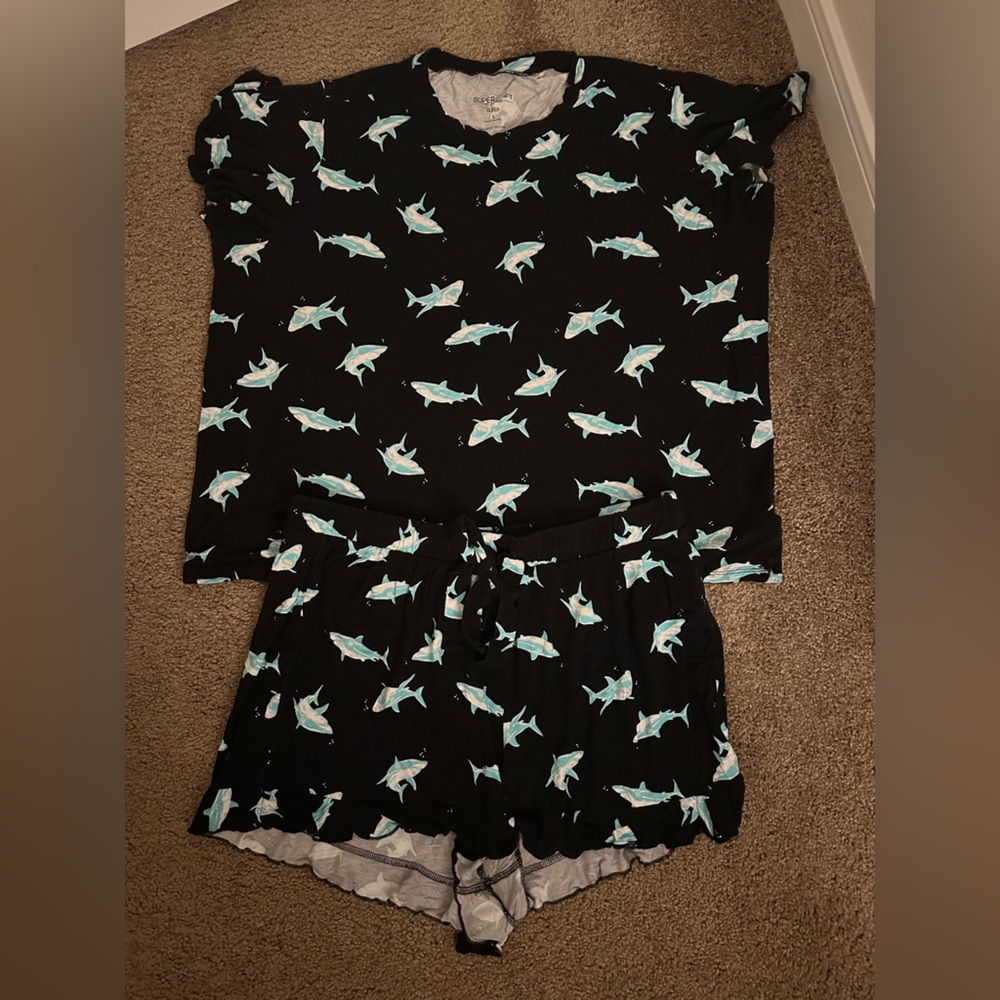 Torrid Black Super Soft Sleep with Blue Shark Print 1X